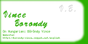 vince borondy business card